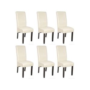 WHITE LABEL - 6 chaises de salle à manger crème - Chaise