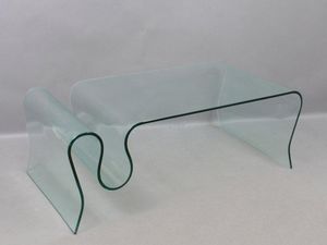 WHITE LABEL - table basse iris en verre. - Table Basse Forme Originale