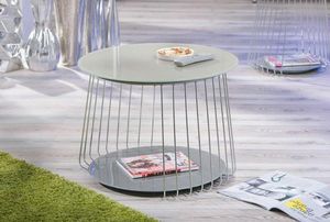 WHITE LABEL - table basse design riva en verre satine cappuccino - Table Basse De Jardin