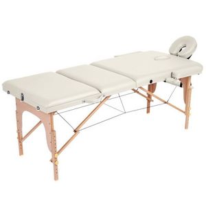 WHITE LABEL - table de massage pliante 3 zones crème - Table De Massage