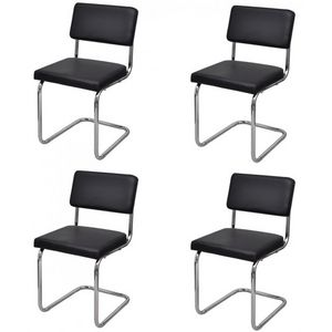 WHITE LABEL - 4 chaises de salle a manger noires - Chaise