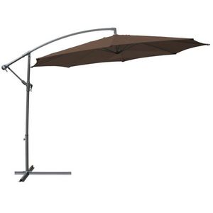 WHITE LABEL - parasol déporté de 3,5 m marron + housse - Parasol Excentré