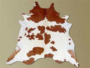 WHITE LABEL - tapis de peau de vache blanc marron naturel - Peau De Vache