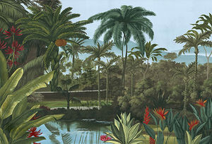 Ananbô - jardin balinais couleur - Papier Peint Panoramique