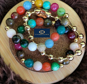 Bracelet cuir et perles assorties couleur vert - Tagua-creations
