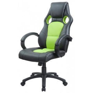 WHITE LABEL - fauteuil de bureau sport cuir vert - Fauteuil De Bureau
