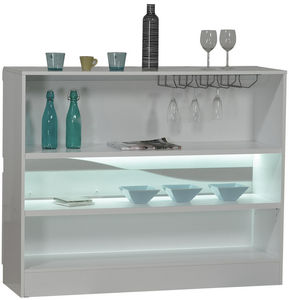 WHITE LABEL - meuble bar blanc laqué design led - Meuble Bar
