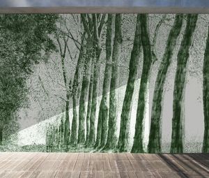 IN CREATION - forêt au crayon vert - Papier Peint