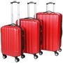 Valise à roulettes-WHITE LABEL-Lot de 3 valises bagage rigide rouge