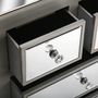 Commode-WHITE LABEL-Commode 4 tiroirs TOWER design argenté et miroir