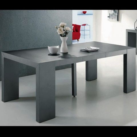 WHITE LABEL - Table de repas rectangulaire-WHITE LABEL-Table console extensible 3 rallonges Shannon