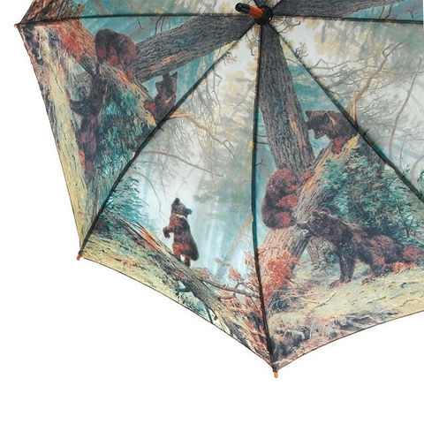 WHITE LABEL - Parapluie-WHITE LABEL-Parapluie droit Mixte manche canne en bois motif a