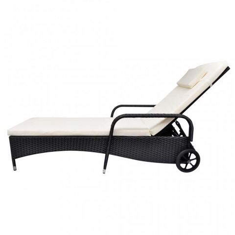 WHITE LABEL - Chaise longue de jardin-WHITE LABEL-Transat fauteuil de jardin noir 4 niveaux