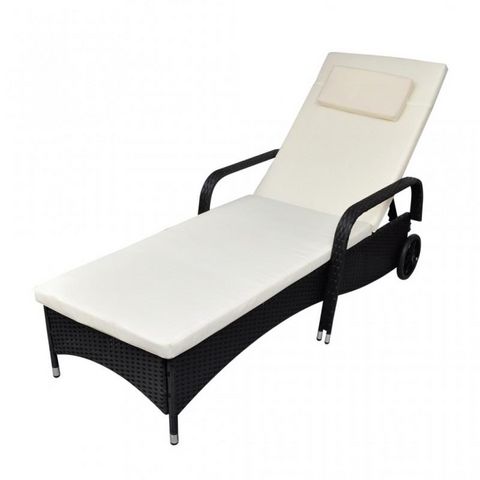 WHITE LABEL - Chaise longue de jardin-WHITE LABEL-Transat fauteuil de jardin noir 4 niveaux