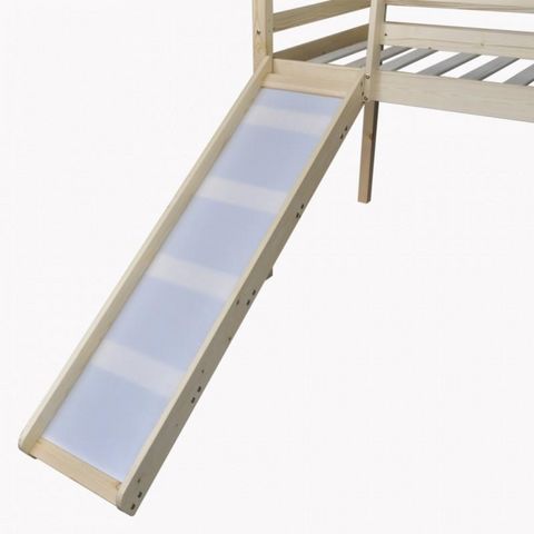 WHITE LABEL - Lit enfant-WHITE LABEL-Lit mezzanine bois avec toboggan et échelle