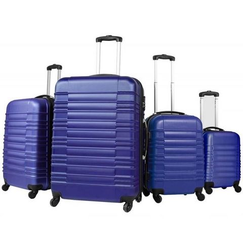 WHITE LABEL - Valise à roulettes-WHITE LABEL-Lot de 4 valises bagage ABS bleu