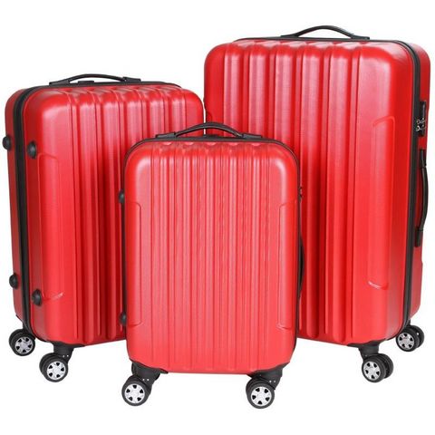 WHITE LABEL - Valise à roulettes-WHITE LABEL-Lot de 3 valises bagage rigide rouge