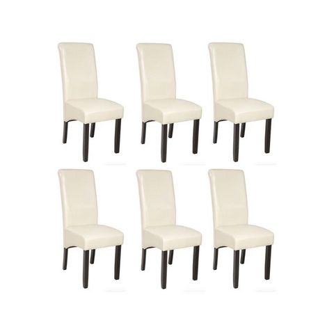 WHITE LABEL - Chaise-WHITE LABEL-6 chaises de salle à manger crème