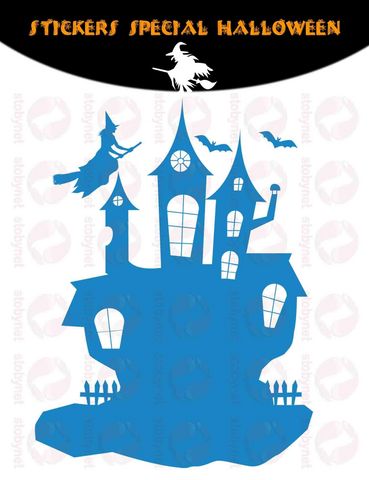 WHITE LABEL - Sticker-WHITE LABEL-Sticker château hanté sorcières