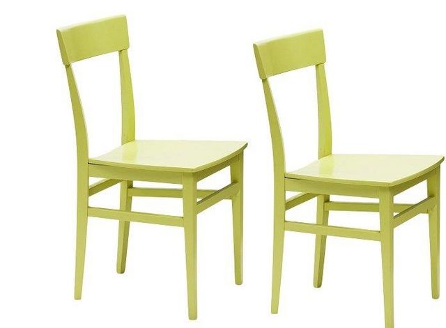 WHITE LABEL - Chaise-WHITE LABEL-Lot de 2 chaises NAVIGLI en hêtre laque vert brill