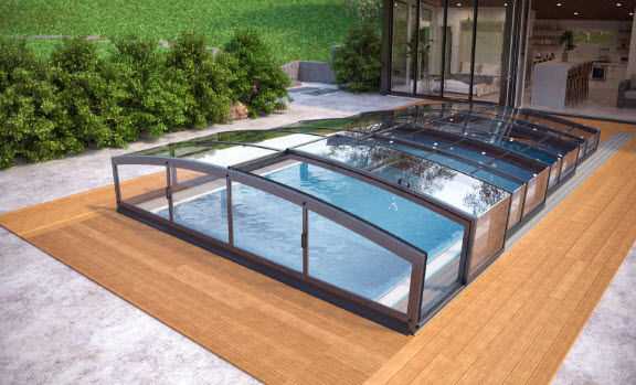 Albixon - Abri de piscine bas coulissant ou télescopique-Albixon-Miami
