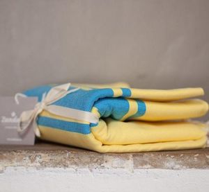 Zandaraa - fouta plate jaune et turquoise - Fouta Hammam Towel