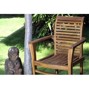 wood-en-stock - fauteuil empilable en teck huilé : raja - Garden Armchair
