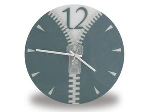 WHITE LABEL - horloge avec motif zip grise deco maison design in - Wall Clock