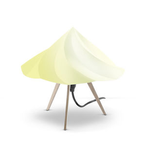 Moustache - chantilly - lampe à poser bois & jaune h28cm | lam - Table Lamp