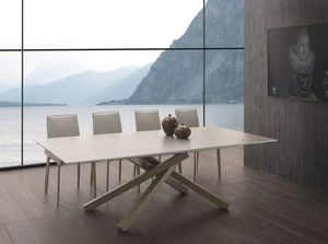 WHITE LABEL - table repas extensible infinity en verre taupe 160 - Rectangular Dining Table