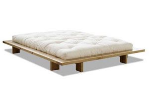 WHITE LABEL - cadre de lit japonais japan miel 140*200cm avec s - Single Bed