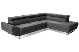 WHITE LABEL - canapé d'angle droite fixe venise cuir éco graphi - Adjustable Sofa