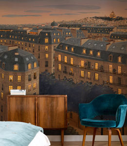 ISIDORE LEROY - toits de paris nuit sur mesure - Panoramic Wallpaper