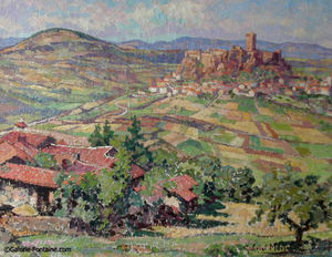 Fontaine - vue de polignac - Oil On Canvas And Oil On Panel