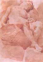 Virginie Pitchal - etude d'homme nu endormi - Sanguine Painting