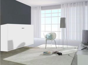 WHITE LABEL - armoire lit linea transversale façade blanc mat ,  - Fold Away Bed