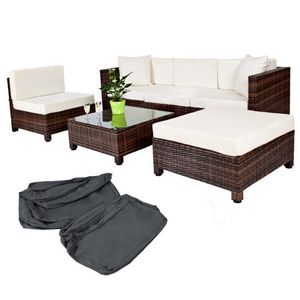 WHITE LABEL - salon de jardin en rotin synthétique marron - Garden Furniture Set