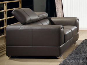 WHITE LABEL - canapé cuir 2 places lima - 2 Seater Sofa