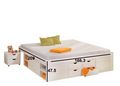 Double bed with drawers-WHITE LABEL-Lit multi rangement TILL en pin massif blanc 2 cou