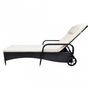 Garden Deck chair-WHITE LABEL-Transat fauteuil de jardin noir 4 niveaux