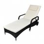 Garden Deck chair-WHITE LABEL-Transat fauteuil de jardin noir 4 niveaux