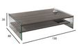 Rectangular coffee table-WHITE LABEL-Table basse rectangle BELLA  2 plateaux noyer avec