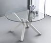 Round diner table-WHITE LABEL-Table repas TEOREMA en verre design blanc 120 cm