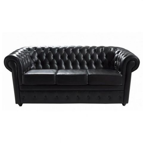 MAISONS DU MONDE - Corner sofa-MAISONS DU MONDE-Canapé cuir noir Chesterfield