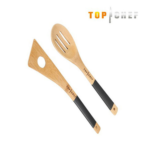WHITE LABEL - Cutlery service-WHITE LABEL-Cuillère à trou et cuillère ajourée en bambou Top 