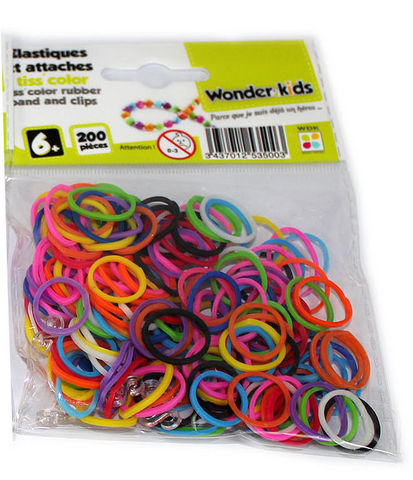WONDER KIDS - Rubber band-WONDER KIDS-Recharges elastiques multicolores pour bracelets t