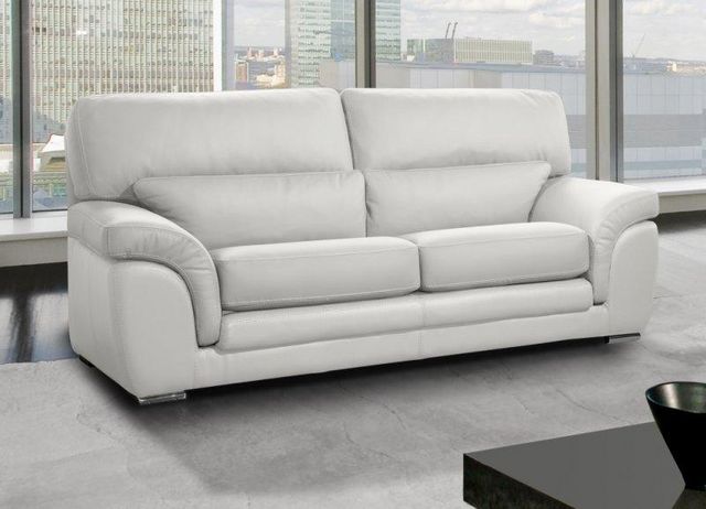 WHITE LABEL - 3-seater Sofa-WHITE LABEL-CLOE canapé 3 places cuir vachette blanc