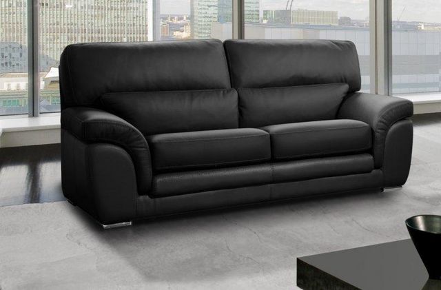 WHITE LABEL - 3-seater Sofa-WHITE LABEL-CLOE canapé 3 places cuir vachette noir