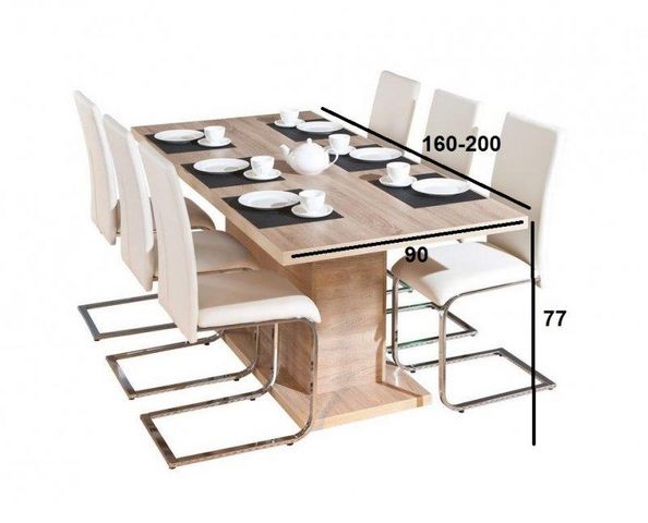 WHITE LABEL - Rectangular dining table-WHITE LABEL-Table repas extensible ABSOLUTO en bois chene brut
