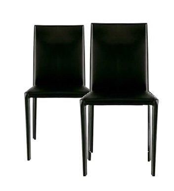 WHITE LABEL - Chair-WHITE LABEL-Lot de 2 chaises design CATHY en simili cuir noir